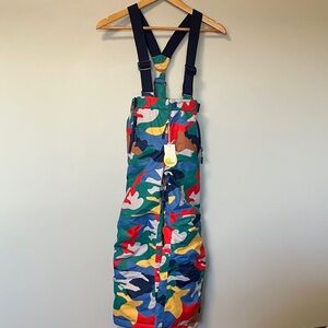 NWT Boden Colorful Camouflage Camo Snow Pants Straps Bib